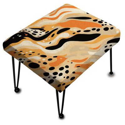 Repose-pieds moderne abstrait orange et noir avec guépard Modern Fusion