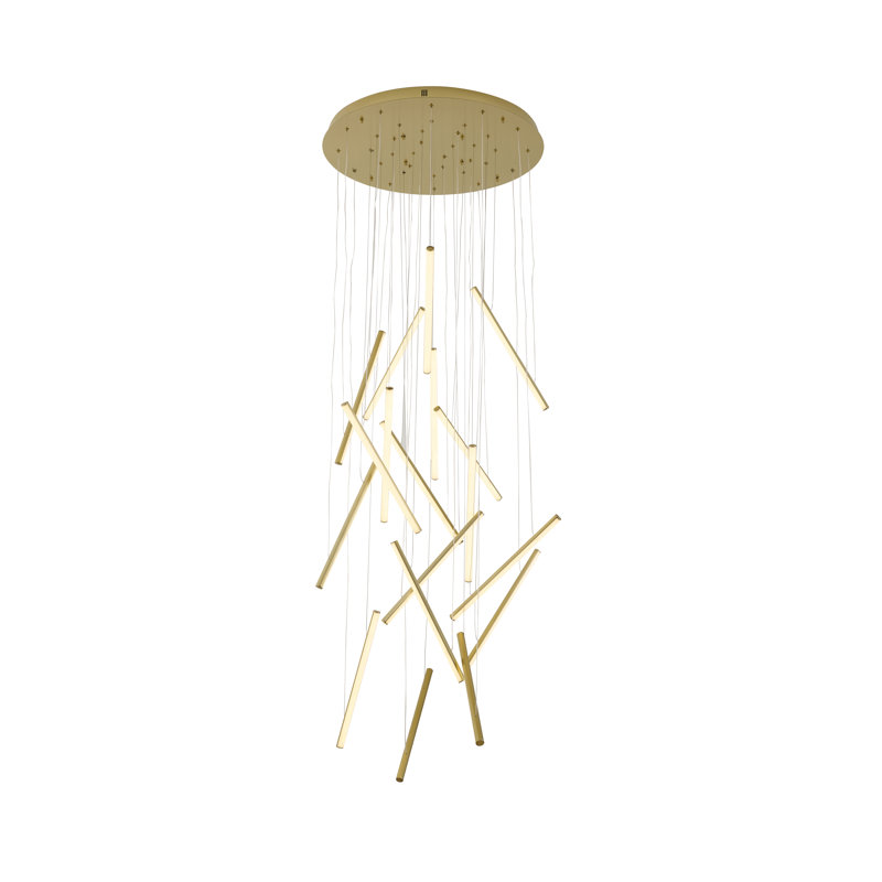 Lustre moderne à DEL 18 lumières Modern, Laiton