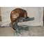 Statue léopard sur un tronc d'arbre en bronze - Taille: L 38 po x l 34 po x H 36 po.