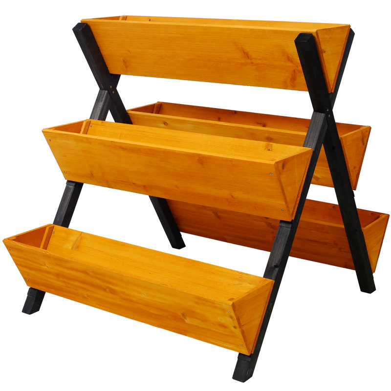 Lit de jardin surélevé vertical à 3 niveaux en bois avec pieds, ensemble de platebande surélevée pour jardin