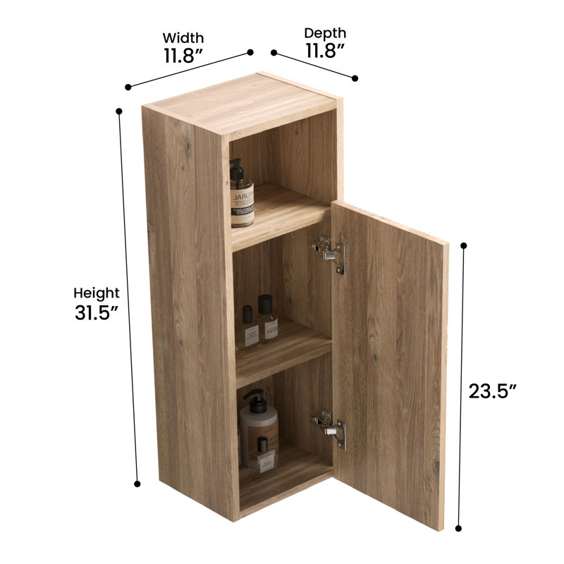 Wall Mounted Modern Bathroom Storage Cabinet, for Bathroom, Kitchen, Apartment & Hotel, Rough Oak