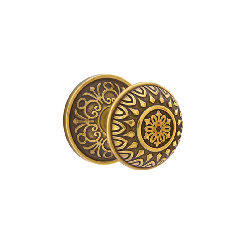 Privacy Lancaster Knob with Lancaster Rose, French Antique Brass