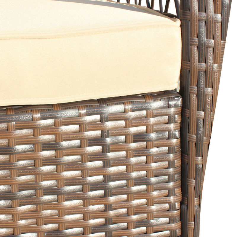 Chaise berçante pour l'extérieur, coussin épais, acier, cour de jardin, outil Pinnacle brun peu profond, modèle de modèle de conception à accoudoirs larges, modèle de cadre, niveau de strate inférieure