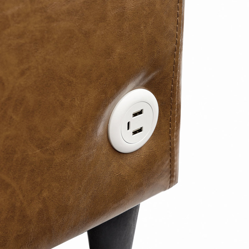 Fauteuil convertible 51,57 po avec accoudoirs surdimensionnés réglables avec trois ports USB pour les petits espaces