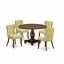 L'ensemble de mobilier de salle à manger 5 pièces comprend une table de salle à manger ronde avec piédestal et 4 chaises rembourrées en tissu Linelight, patiné Jacobean-326728084