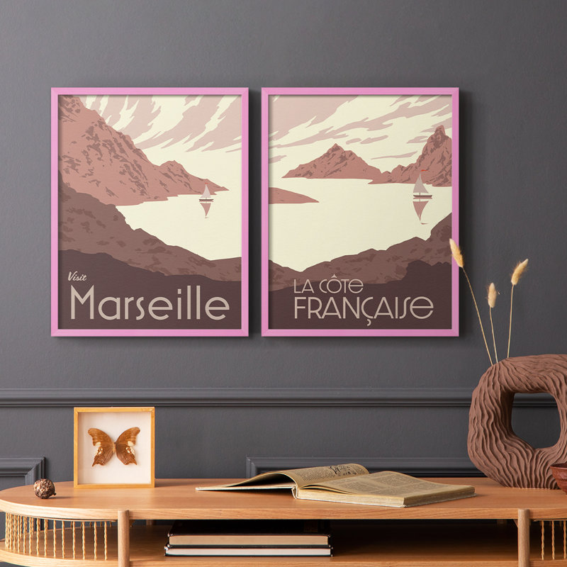 «French Coast I», reproduction encadrée de qualité supérieure - prête à être accrochée - aucun clou requis - aucun clou requis