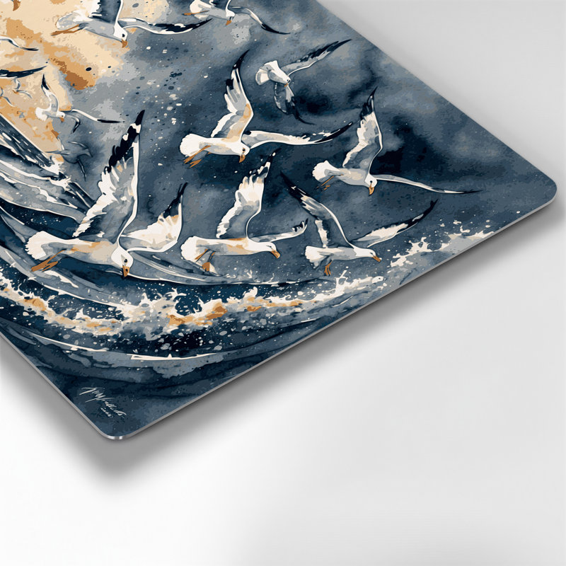 Oiseaux, mouette argentée, art mural en métal beige, H 11 po x l 14 po