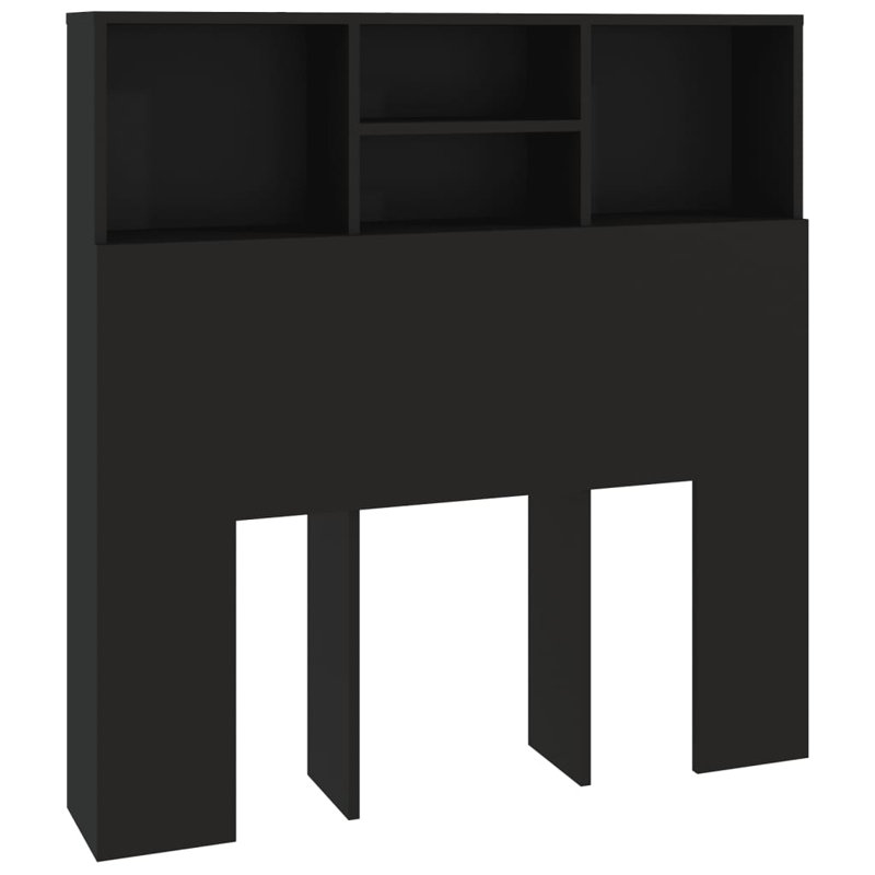 Headboard Cabinet Bedroom Home Indoor Bookcase, Black, Super King (6')