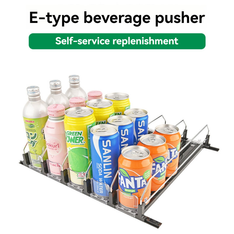 Rangement à boissons avec glissière à glissière à 5 rangées, Noir