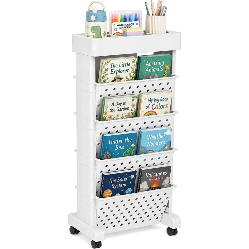 Chariot de bibliothèque roulant avec roulettes pour bureau à domicile