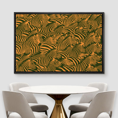 «Zebra Line Art Collage - Floater Frame», impression sur toile