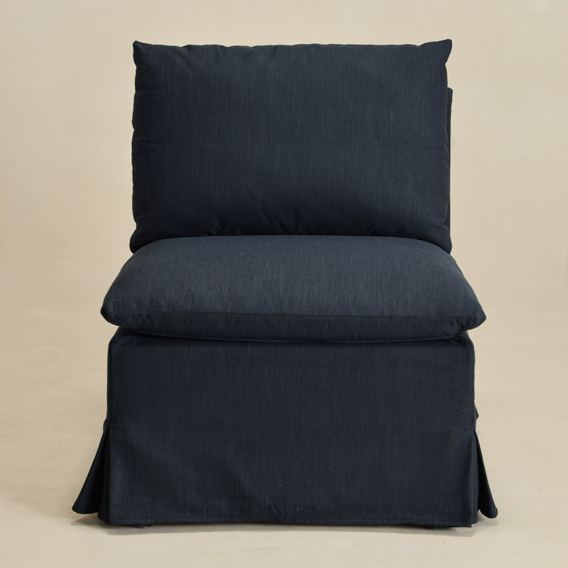 Crampton Performance Fabric Down Fill Slipcover Side Dining Chair, Indigo