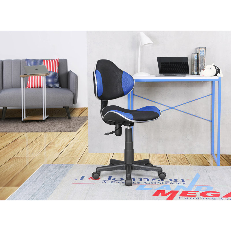 Aldous 360° Swivel Writing Office Task Chair with Mesh Back and Adjustable Height, Black/Blue