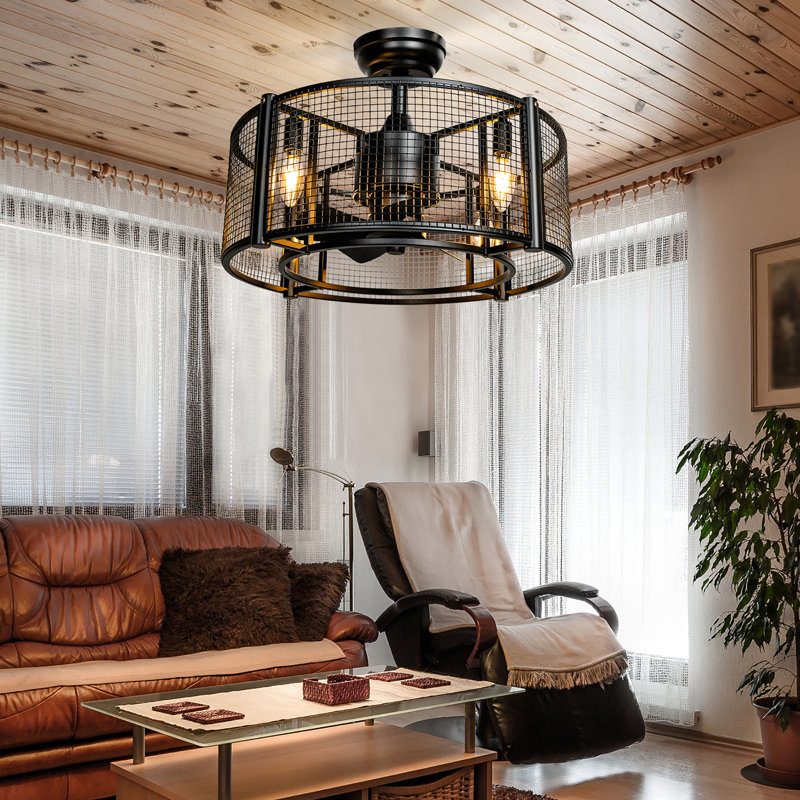 Rigsby 20'' Ceiling Fan with Light Kit, Black