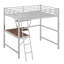 Lit mezzanine double en métal et panneau de fibres à densité moyenne avec bureau et tablette
