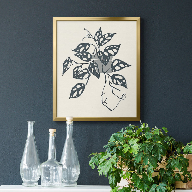 Toile encadrée de qualité supérieure «Growing Leaves III» - prête à être accrochée, Or, H 24 po x l 20 po
