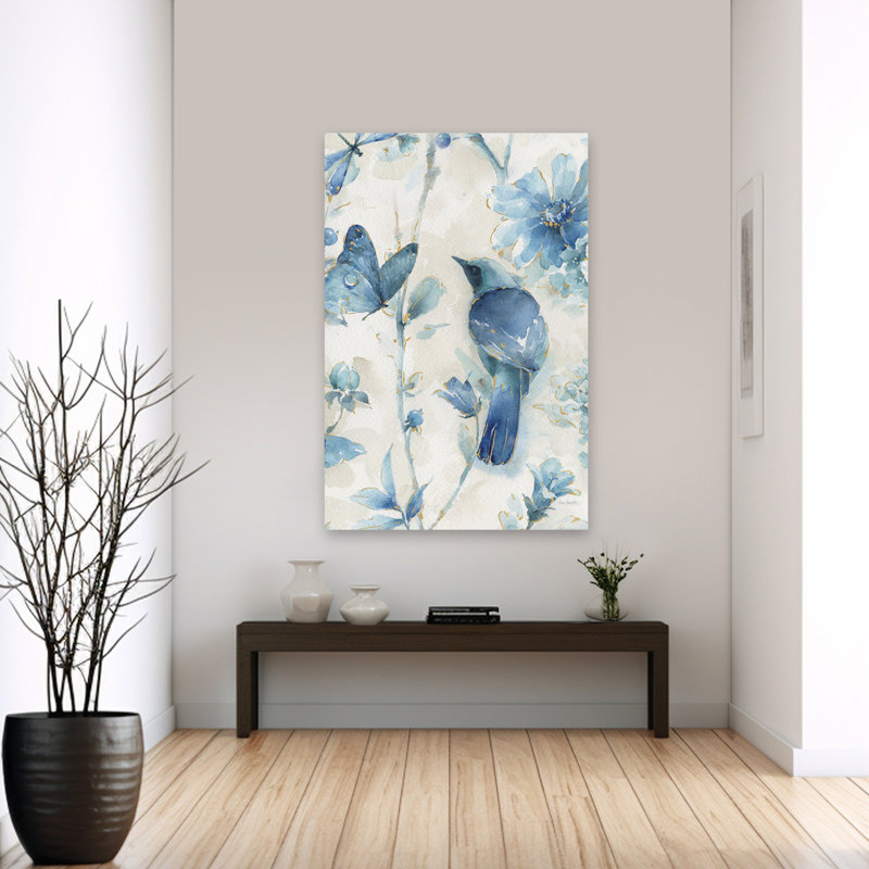 Crosse Indigold X - Art animalier oiseau beige, H 60 po x l 40 po