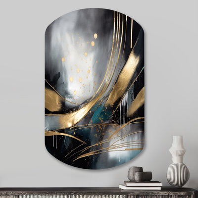 «Shapes And Lines Abstract Marble II», art mural abstrait en métal, sculpture murale cylindrique