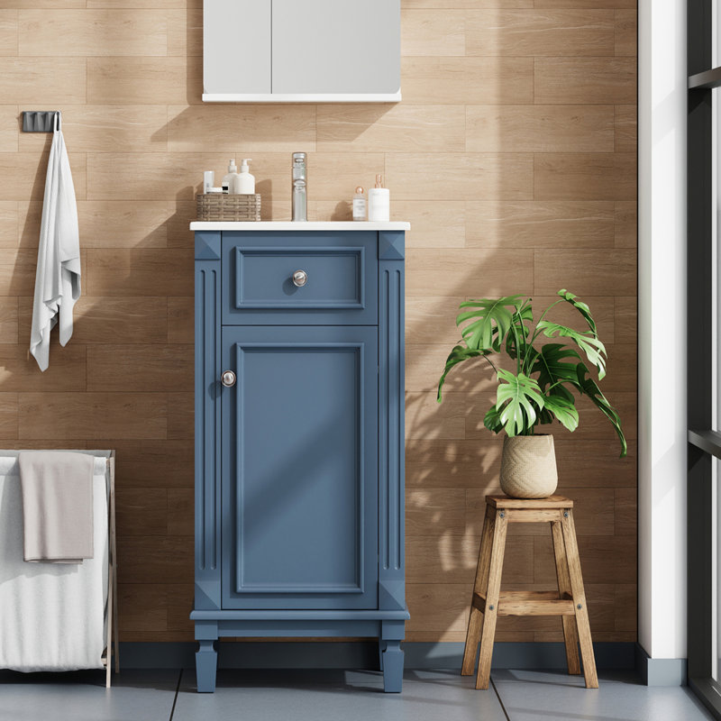Meuble-lavabo 18 po avec lavabo en céramique, Bleu