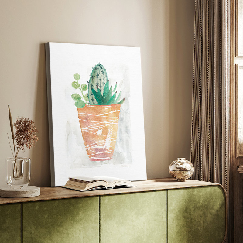 Boho Cactus -Custom Wrapped Gallery Cavas, 18" H x 12" W