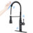 Touch Kitchen Faucet Pull Down Matte Black, Stainless Steel Construction, 3 Water Modes, 360 Nozzle Turn, Convenient Temp & Flow Control, Motion Sensor Black With Pull-Down , Rotating Spout, Output