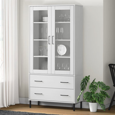 Bookshelf Book Cabinet with Metal Legs Storage Cabinet OSLO Solid Wood by Latitude Run