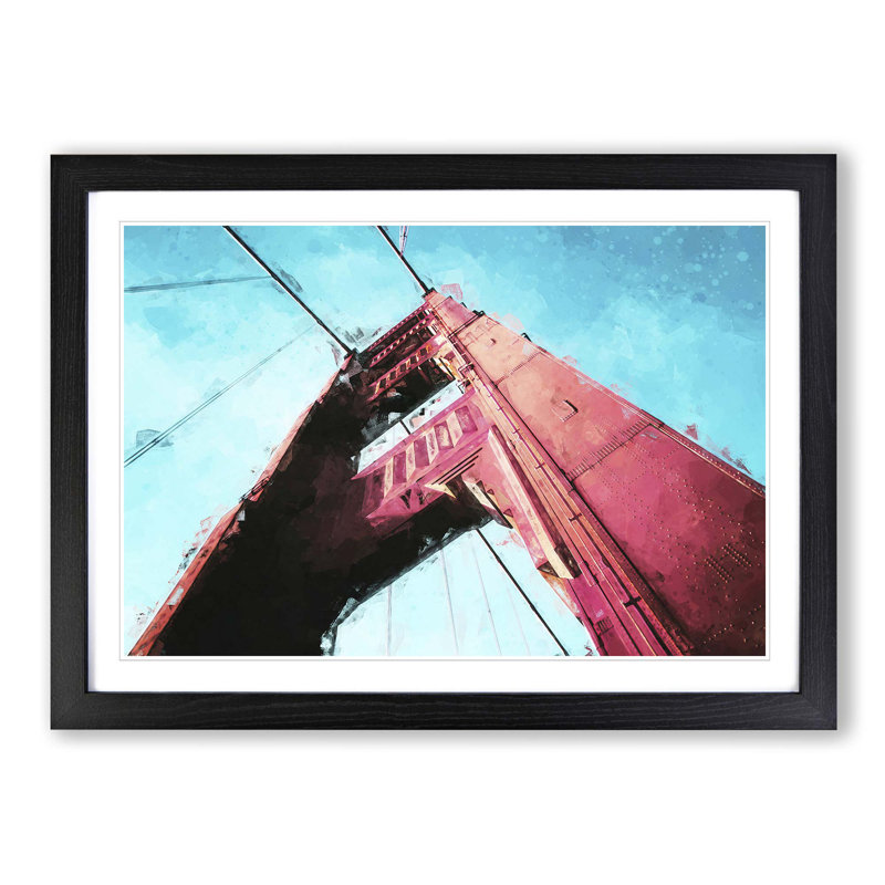 View of the Golden Gate Bridge in San Francisco - Picture Frame Graphic Art Print, 50cm H x 76cm W x 2cm D, Black