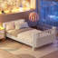Lit plateforme simple en bois pour enfants, lit simple en bois à profil bas avec rails pour filles et garçons, blanc