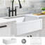 Évier de cuisine réversible simple L 30 po x l 20 po, cuve simple réversible à tablier blanc avec grille en acier inoxydable et crépine
