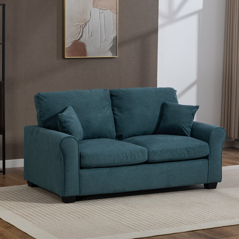 2 Seater Linen Blend Sofa Bed, Teal