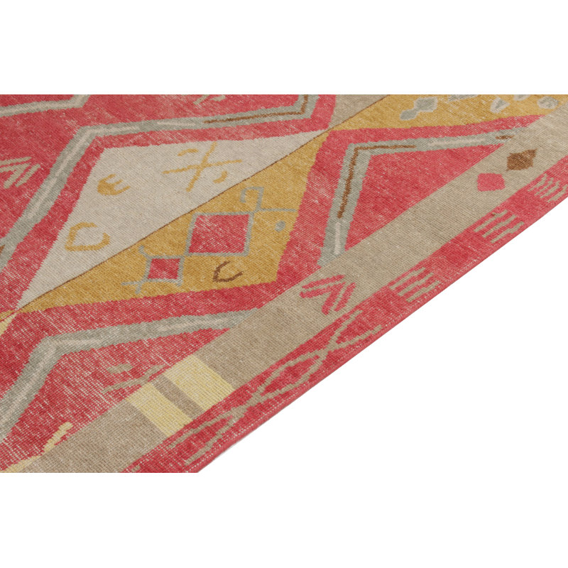 Distressed Homage Hand Knotted Wool Geometric Area Rug, Rectangle 12' x 15'
