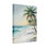 Plantes et fleurs, plage tropicale, palmiers, vagues de l'océan, ciel de sable