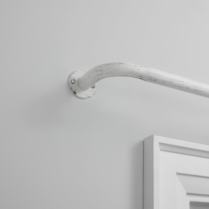 Tringle à rideaux simple réglable 1 po Jarrod, Blanc vieilli, H 1 po x l 120 po x P 1 po