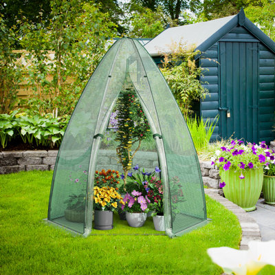 63" W x 63" D Hexagonal Walk-In Greenhouse with Roll-Up Window & Door