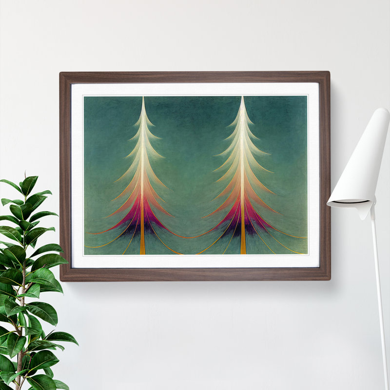 Magnificent Abstract Pine Trees - Framed Print, 34cm H x 46cm W x 2cm D, Walnut