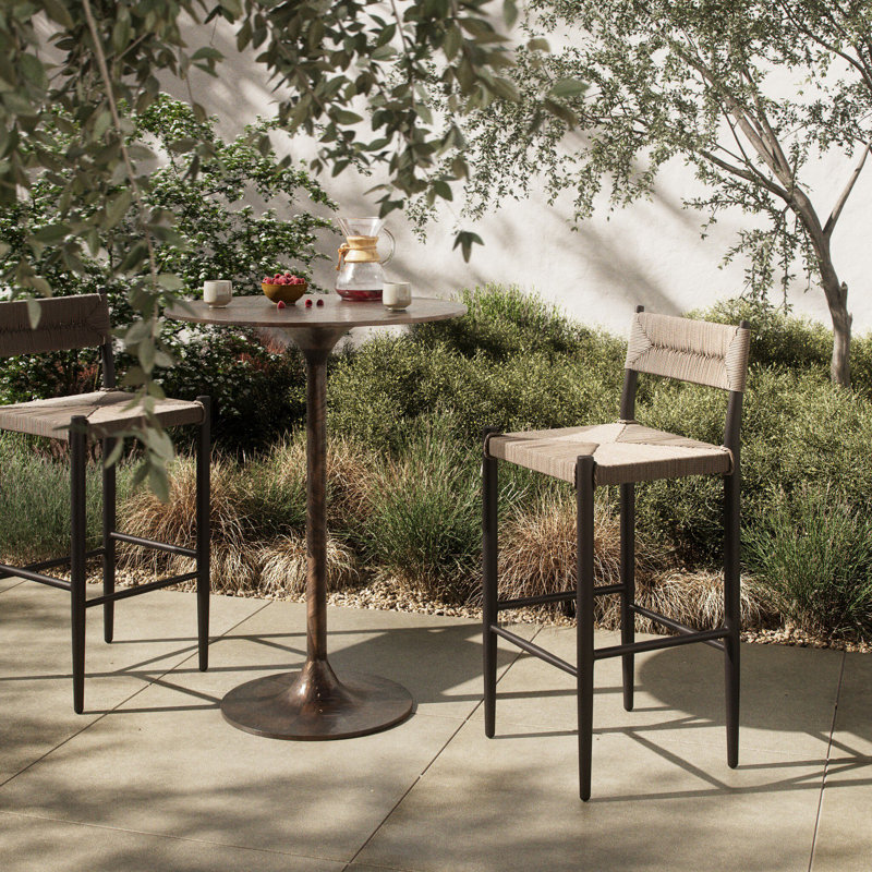 Lomas Outdoor Metal Stool-Bronze-Counter, 30"