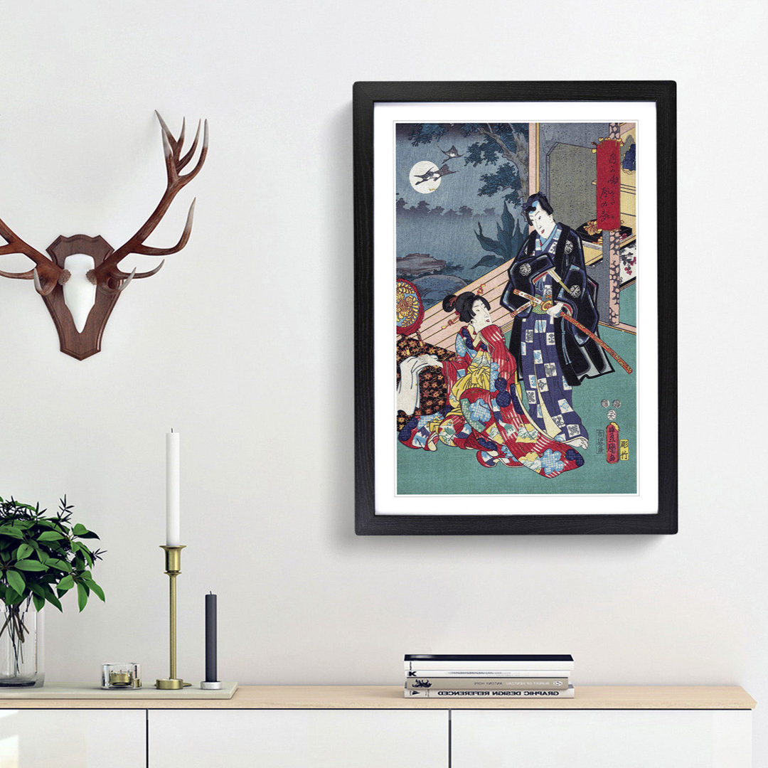 A Full Moon by Utagawa Kunisada - Framed Print