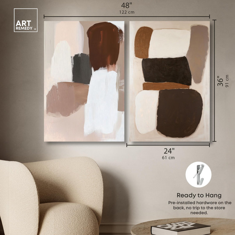 «Serene Geometric Abstract Duo», reproduction d'art sur toile par Art Remedy, galerie tendue, 24 x 36, H 36 po x l 24 po