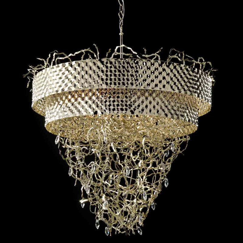 Lustre à 12 lumières Karrine, Transparent, H 28 po x l 22 po x P 22 po, Bronze