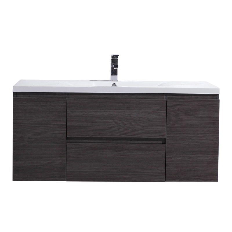 Base de meuble-lavabo simple mural 47 po 47 po, Chêne gris foncé