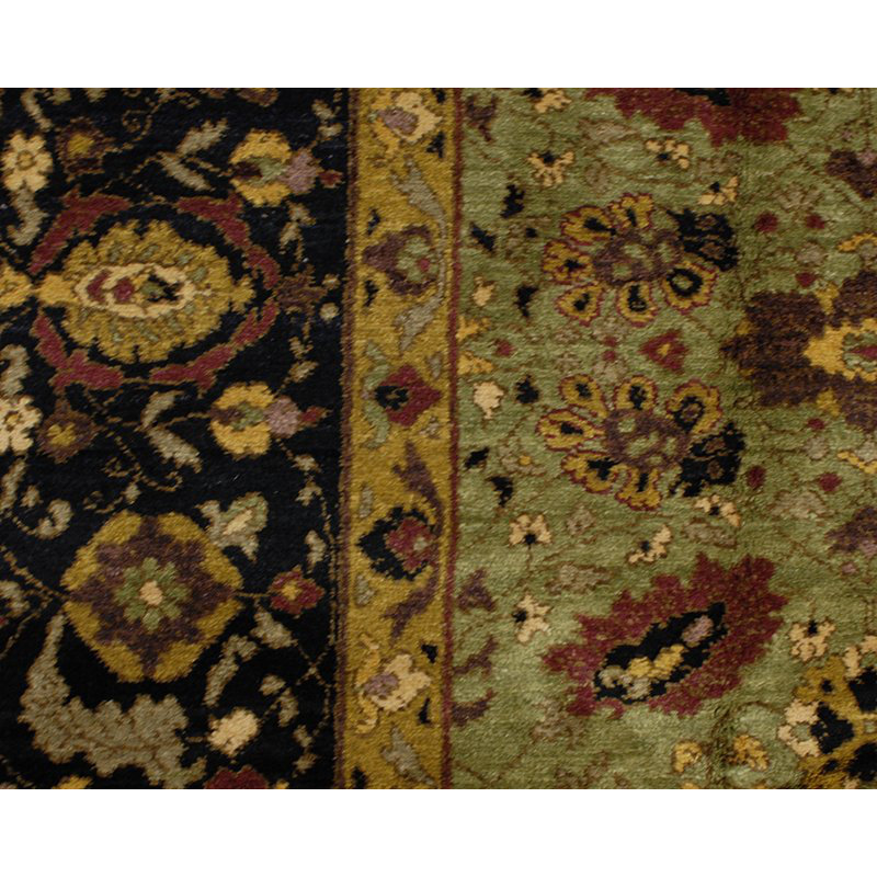 Jasmine Wool Oriental Area Rug in Black/Green, Rectangle 9' x 12'