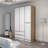 Wesa Modern White Wardrobe with Shelves, 55.1 x 81.9 x 20.5 inches | 100% Melamine Coated Particle Board, Thickness: 0.7 inches | Wall-Mountable Design, Stylish & Functional Storage Solution for Any Room-108053773