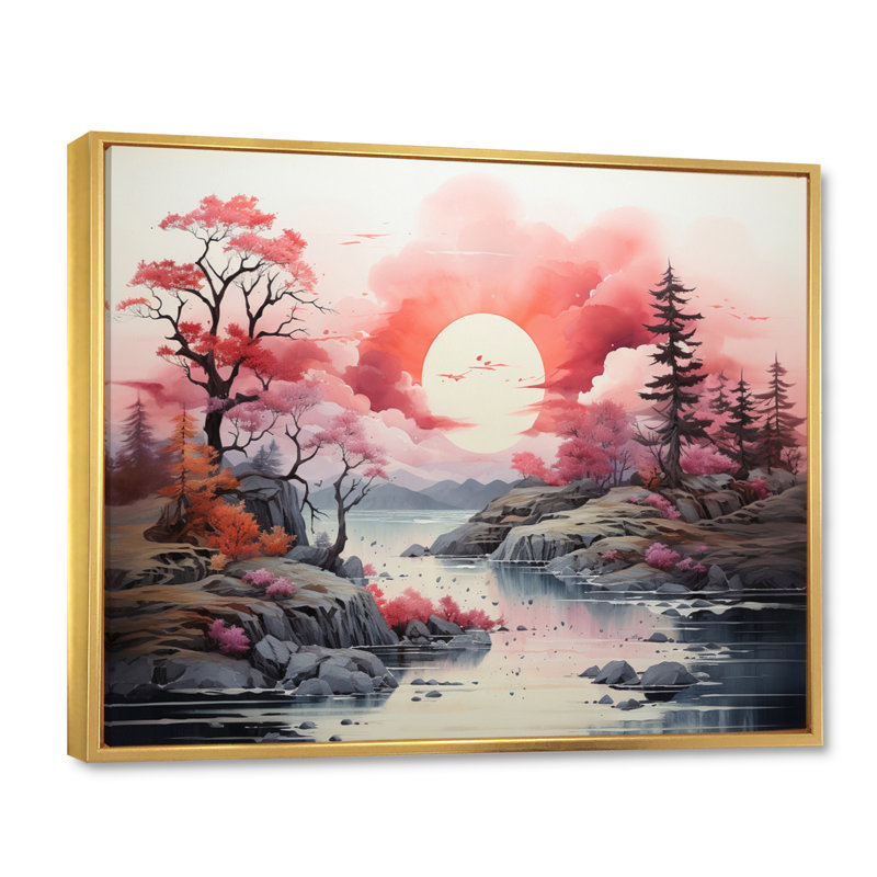 " Rural Escape I ", Gold Floater Framed, 34" H x 44" W x 1.5" D