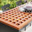 7 Pieces Rectangle Outdoor Patio Bar Dining Set with Teak Table and Chairs for 6 Person