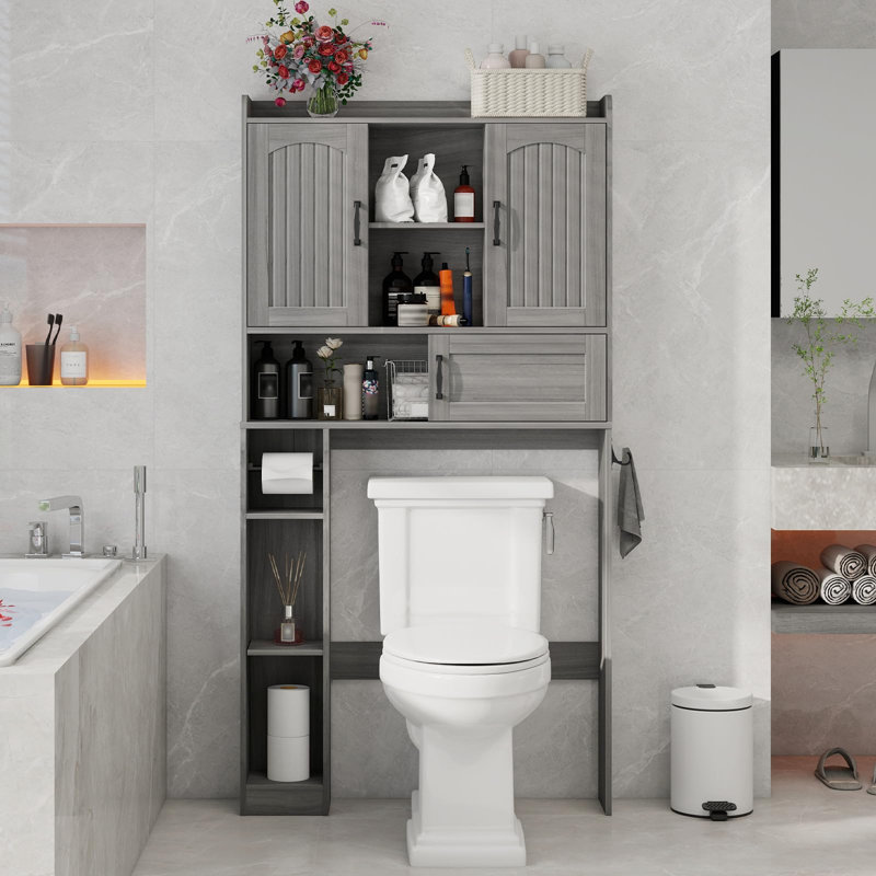 Farmhouse Over The Toilet Storage Cabinet, Light Gray