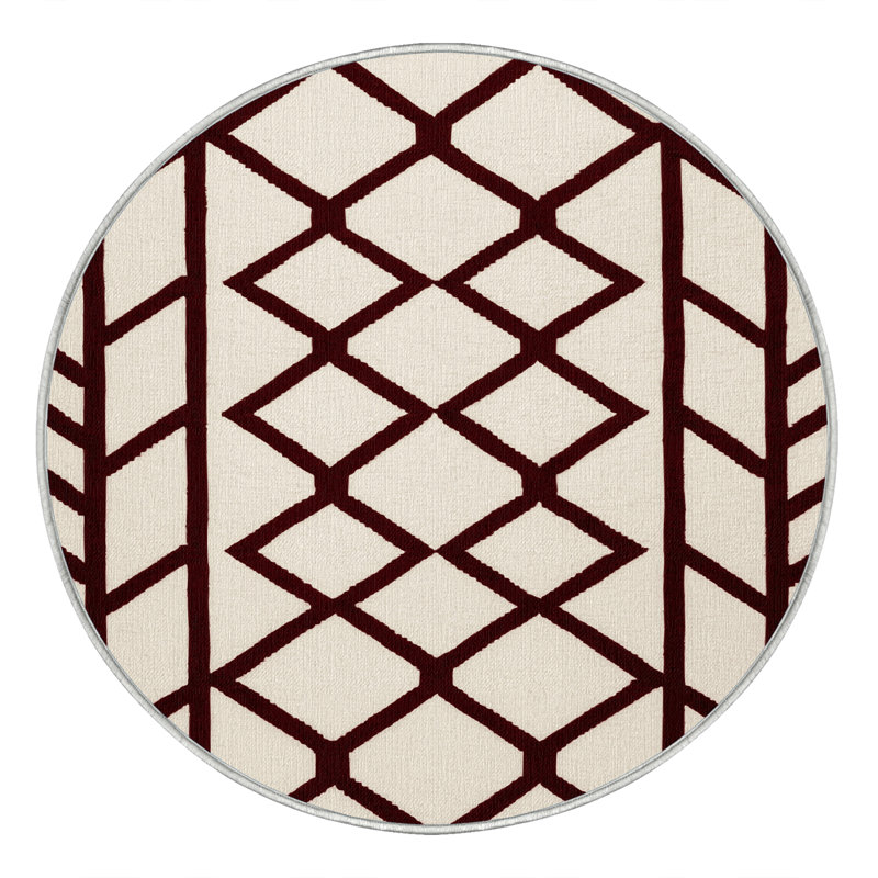 Tapis beige en treillis lavable à la machine, Rond 6 pi