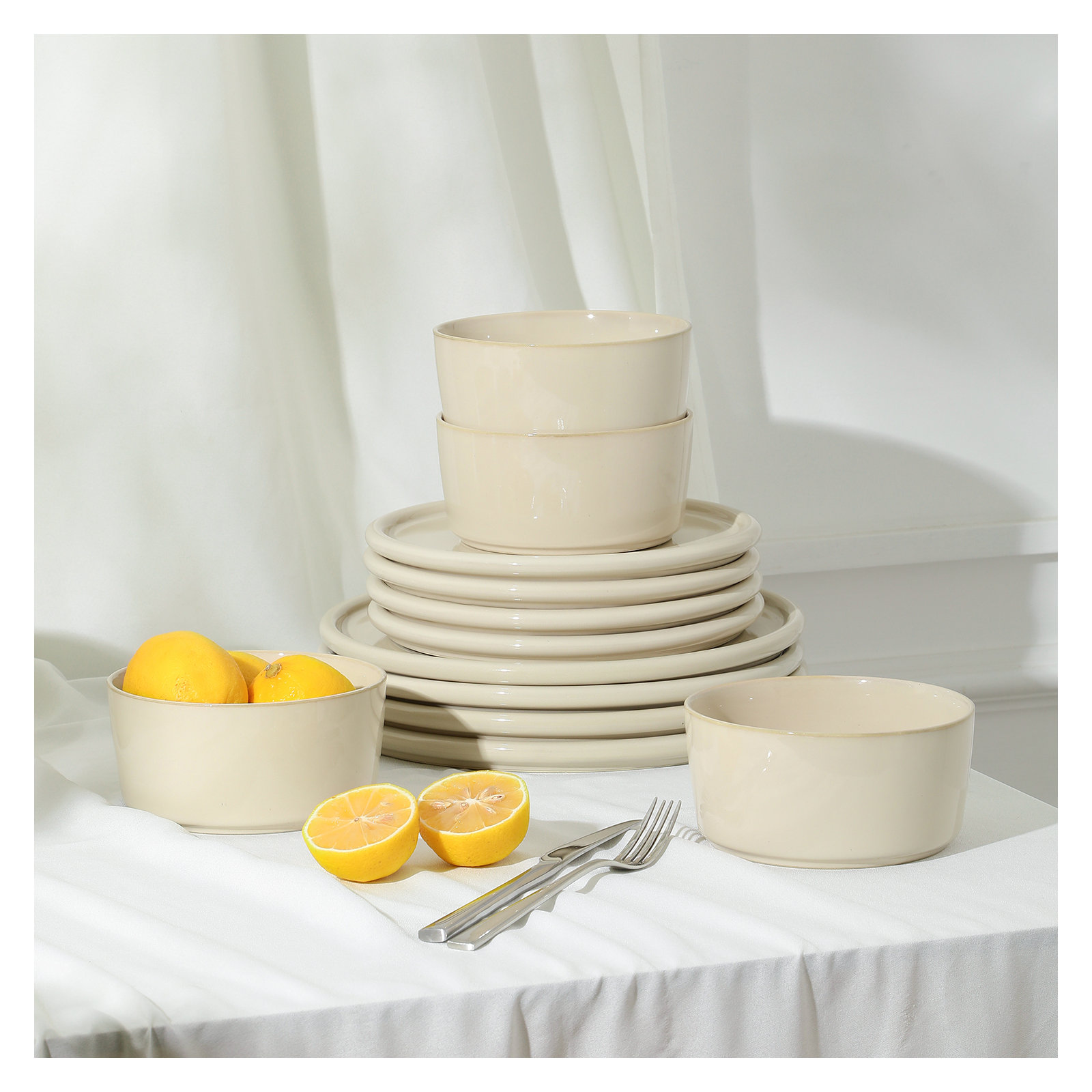 Stone Lain Eden 24-Piece Dinnerware Set Stoneware, Beige