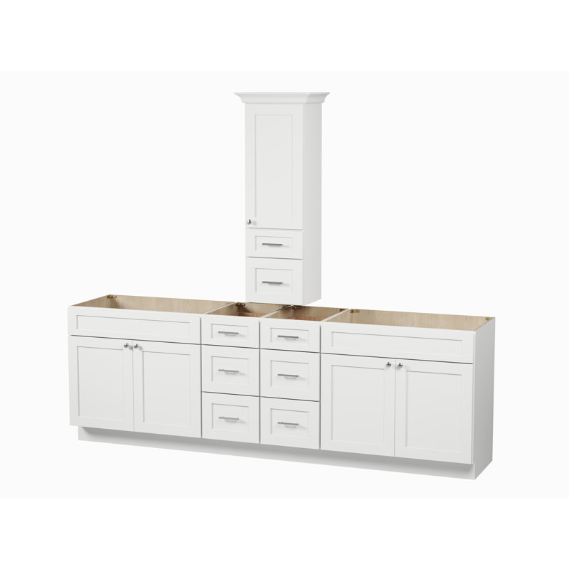 Ensemble de meuble-lavabo double 102 po avec comptoir Disar, Blanc
