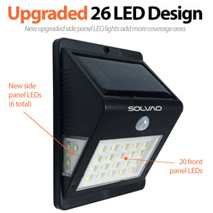 SOLVAO Solar Motion Detector Light (Upgraded) - 26 LED Dusk To Dawn Outside Light For House, Shed, Chicken Coop & RV - Brightest Solar Lights For Outdoor Use - Exterior Motion Sensor Security Light