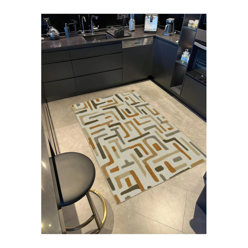 Tapis décoratif rayé et tapis lavable Bumareng, Rectangle 4 pi x 6 pi